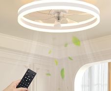 50cm Ceiling Fans with Lights and Remote, 6 Speeds and 3000K-6500K Dimmable Quiet Ceiling Fan Light, Smart Modern LED Fan Lights Ceiling for Bedroom Living Room Dining Room (White)