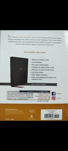 KJV Holy Bible Authorized Version aka King James Paragraph-style Thinline black genuine leather on3ne3ss