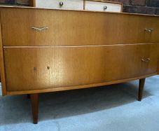 Vintage Mid Century C.W.S. Shirley Oak Veneer Chest of Drawers with Mirror