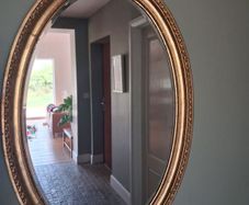 Stunning large oval gold plated mirror- heavy