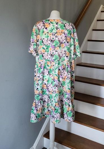 Shein green & orange floral dress, Size 2XL / UK20