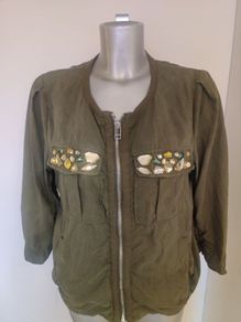 H&M Conscious Collection Embellished khaki Jewels Jacket Size UK12 EU40 Postage included