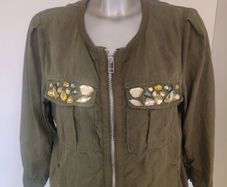 H&M Conscious Collection Embellished khaki Jewels Jacket Size UK12 EU40 Postage included