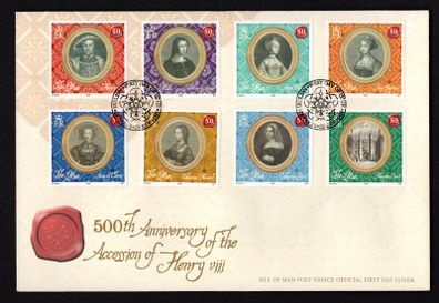 2009 Isle of Man 500th Anniversary of the Accession of the Henry VIII Commemorative Stamps First Day Cover (FDC)