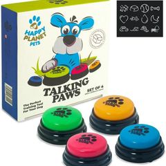 Talking Paws - Recordable Training Buttons for Dogs, Puppy & Pets. Free Stickers. Train Your Dog Easily To Press Buzzers And Voice What They Want To Do. The Perfect Present For Your Pet.