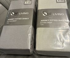 2 x Single Jersey Fitted Sheet (Extra Deep - See dimensions in notes) Cotton - light and mid grey