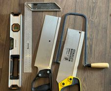 hand saw, level, tools wood