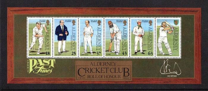 1997 Alderney Cricket Commemorative Stamp Miniature Sheet Mint Never Hinged (MNH)