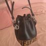 Fendi Mon Tresor Mini Black Leather & Velvet FF Motif Bucket Bag Image 6