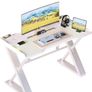 120 x 55 cm Gaming Desk with LED Lights, Gaming Table Thickened Z Shaped, Gamer Desk with Carbon Fiber Coated, Gaming PC Desk, Computer Desk Easy to Assemble, White Image 8