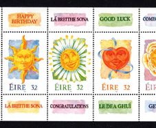 1994 Ireland Greetings Commemorative Stamp Booklet Pane Mint Never Hinged (MNH). Hibernian HP63