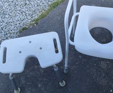 Toilet seat riser, shower seat, grabbers