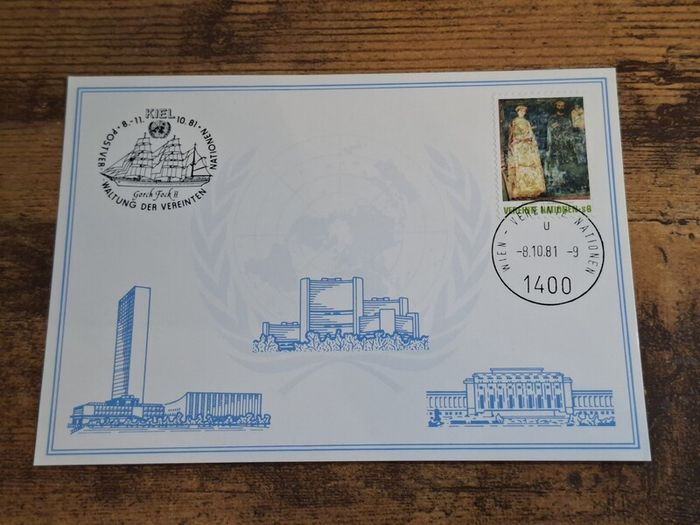 United Nations 1981, Cover on the occasion of Gorch Fock II in Kiel 1981 - free standard postage