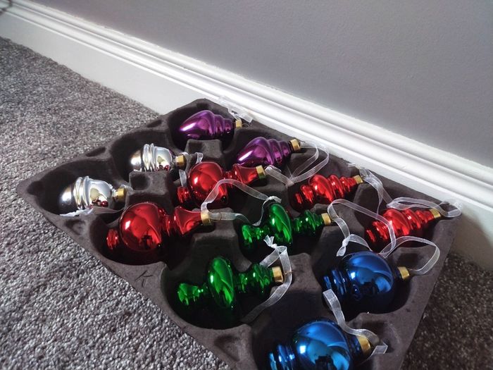 Retro Vintage Style Christmas Baubles one Box of x12 Glass Ornaments