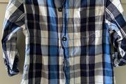 Blue white navy long sleeve check shirt 3 years