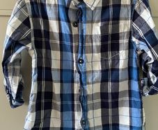 Blue white navy long sleeve check shirt 3 years