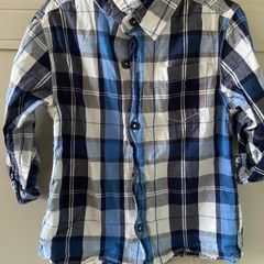 Blue white navy long sleeve check shirt 3 years