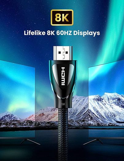 Ugreen 3M HDMI 2.1 UHD/3D 8K (7680x4320@60Hz) 48Gbps Ultra High Speed Cotton Braided (Nickel-Plated) Cable (Brand New/Warranty)
