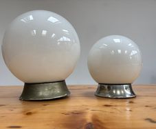 Two Vintage 1950s milk glass lights