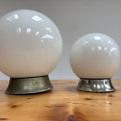 Two Vintage 1950s milk glass lights