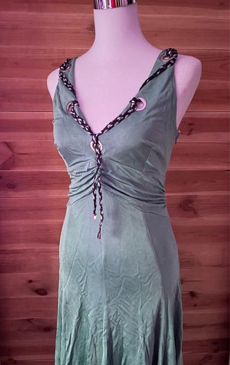Karen Millen dress midi with straps green summer occasion size S/M