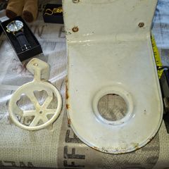 Heavy Rare Antique Bathroom Wall Cup Holders Iron white Enameled Postage Available or Collection,  Ideal for old or modern houses, Props for Stage, movies, Plays or Photos,