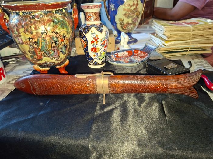 Mid-Century Indian Carved Rosewood Fish Knife & Fork Set - 2 Piece Vintage, Postage available or Collection
