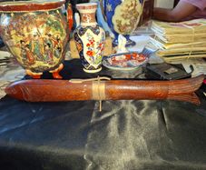 Mid-Century Indian Carved Rosewood Fish Knife & Fork Set - 2 Piece Vintage, Postage available or Collection