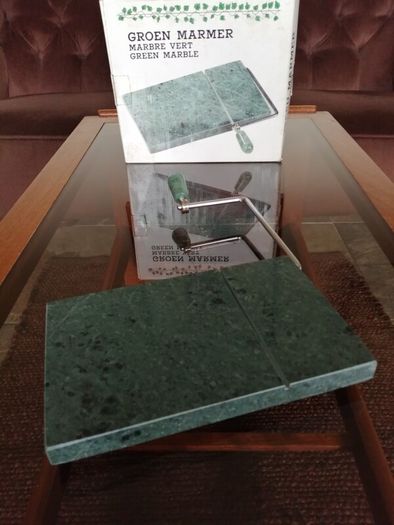 Retro Natural Marble Stone Cheese Slicer Butter Cutter with Replacement Wires