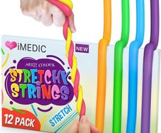 12pcs Squishy Stretchy Strings - Sensory Toys - Monkey Noodles Fidget Toy - Fidget Toys For Children or Adults, Autism and Special Needs, Reduce Anxiety and Stress (FREE POSTAGE)