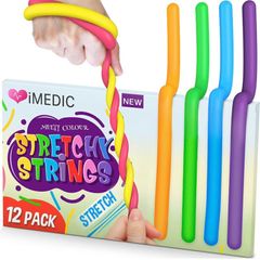 12pcs Squishy Stretchy Strings - Sensory Toys - Monkey Noodles Fidget Toy - Fidget Toys For Children or Adults, Autism and Special Needs, Reduce Anxiety and Stress (FREE POSTAGE)