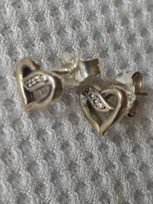 Pandora sterling silver heart earrings