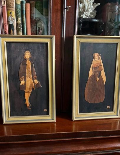 Pair Of Italian Marquetry Plaques
