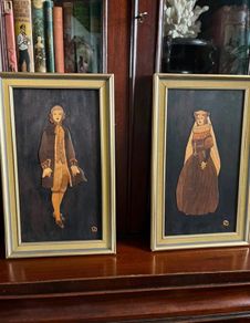 Pair Of Italian Marquetry Plaques