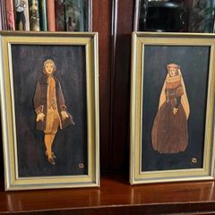 Pair Of Italian Marquetry Plaques