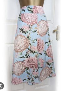 Warehouse light blue pink flower bee print lined skirt