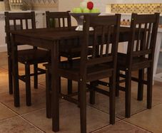 Dining Set 5 Pieces Pine Wood Brown