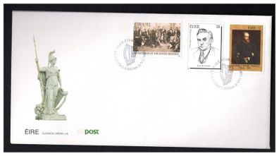 1991 Ireland Irish Statesman: Birth Centenary of John Costello, Death Centenary of Charles Parnell & 200th Anniversary of the First Meeting of the United Irishmen Stamps An post First Day Cover (FDC)