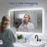 Bathroom-Mirror-with-LED-Lights for Wall 60x80cm, Bluetooth, Anti-Fog, 3 Colors Dimmable Bathroom-LED-Mirror, Memory Function, Tempered Glass, CRI90+, IP44 Waterproof (Horizontal/Vertical) Image 2