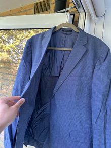 Zara Man Suits Collection Tailored Blue Textured Blazer Jacket Size EU 54 USA 44