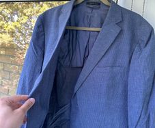 Zara Man Suits Collection Tailored Blue Textured Blazer Jacket Size EU 54 USA 44