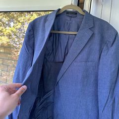 Zara Man Suits Collection Tailored Blue Textured Blazer Jacket Size EU 54 USA 44