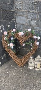 Large wicker style heart wreath