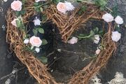 Large wicker style heart wreath
