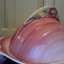 Shorter & Son Ltd, Staffordshire England, ROSE BOUQUET, Pink Covered Cheese or Butter Dish. Hand Painted Image 4