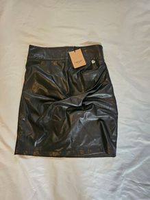 Twinset Milano Black Faux Leather Skirt