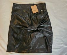 Twinset Milano Black Faux Leather Skirt