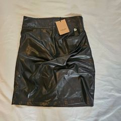 Twinset Milano Black Faux Leather Skirt