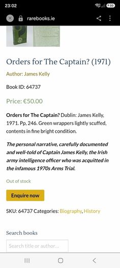 Unique Find. 1971 1st Edition. Orders for the Captain? James Kelly.