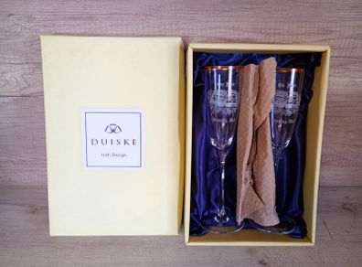 Duiske - on your wedding day - gold rimmed champagne flutes